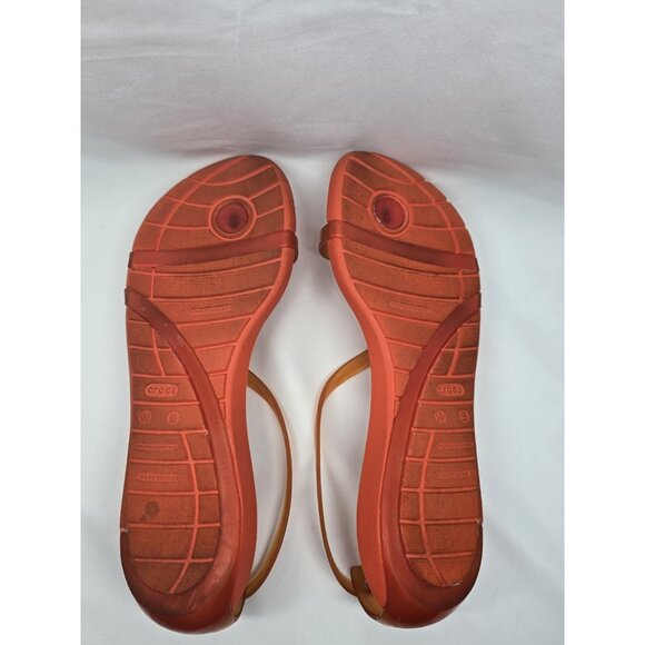 Crocs Womens Sexi Flip Sandals Comfort Jelly Casual Strappy Thong Orange Size 8 - Picture 9 of 14